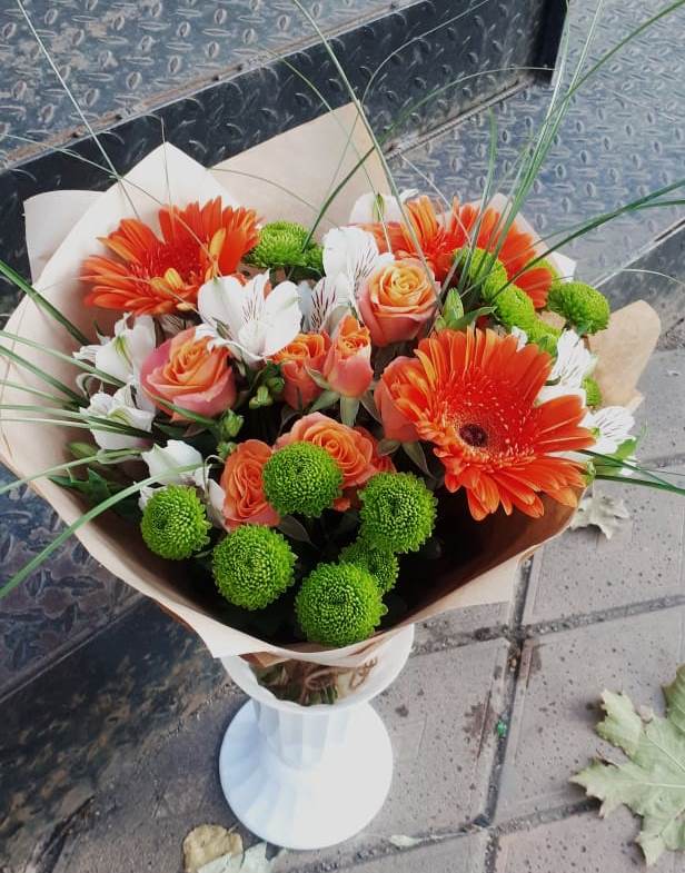Букет цветов из: Герберы, Хризантемы, Альстромерии и Розы в Медвеженском