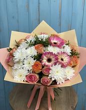 Букет цветов из:  Розы, Герберы и Хризантемы в Медвеженском