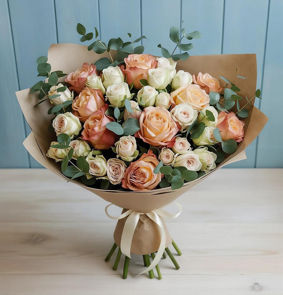 Букет цветов из: Альстромерии и Розы в Медвеженском