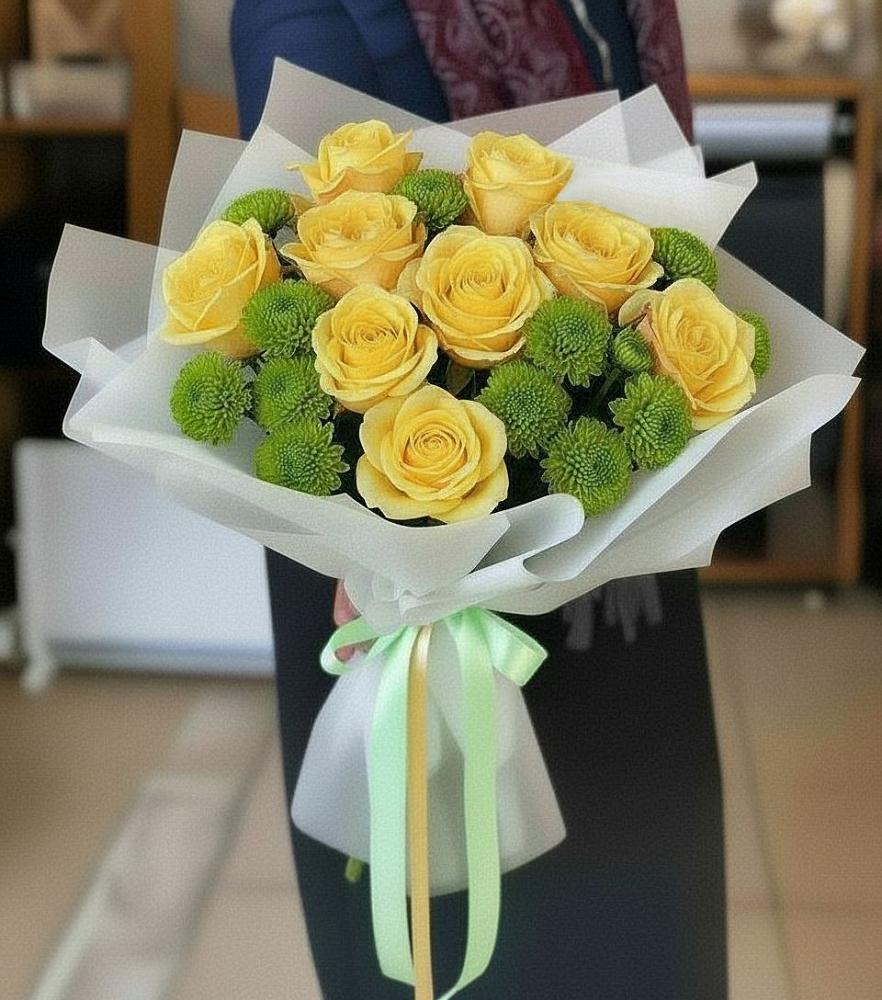 Букет цветов из: Хризантемы и Розы в Медвеженском