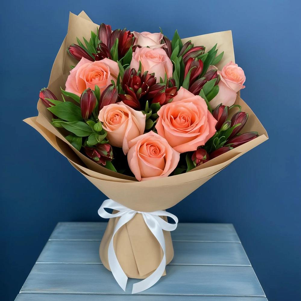 Букет цветов из: Розы и Альстромерии в Медвеженском