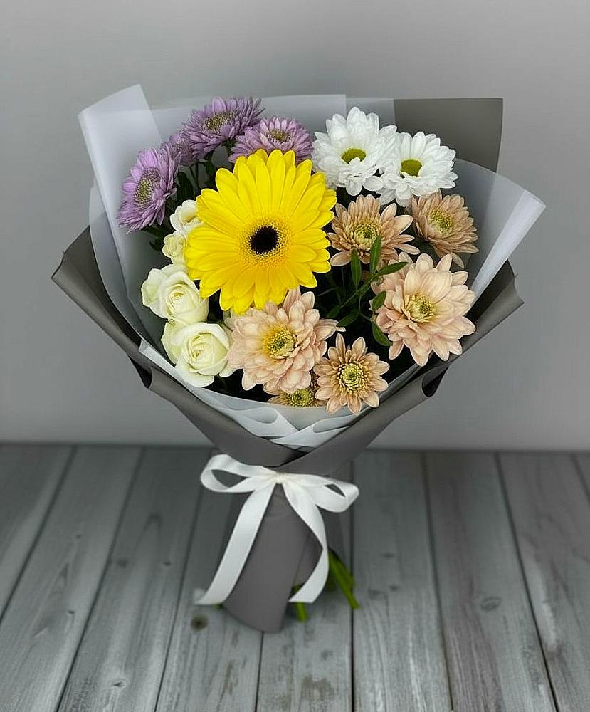 Букет цветов из: Розы, Герберы и Хризантемы в Медвеженском