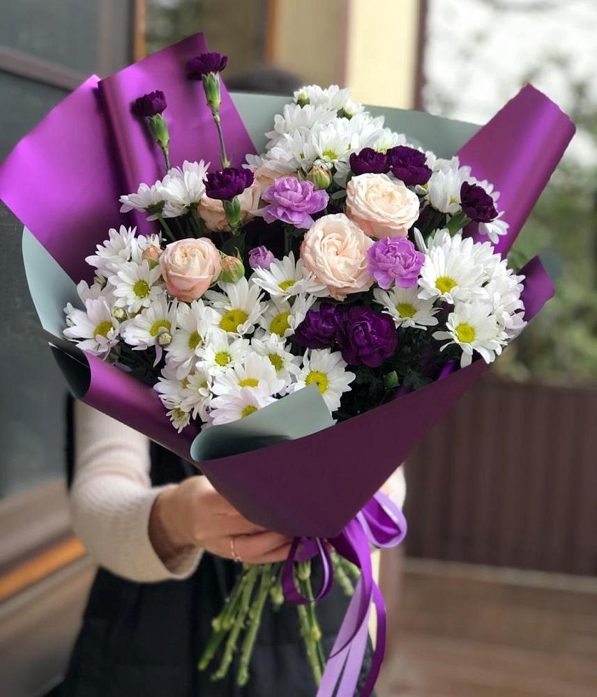 Букет цветов из: Хризантемы, Гвоздики и Розы в Медвеженском