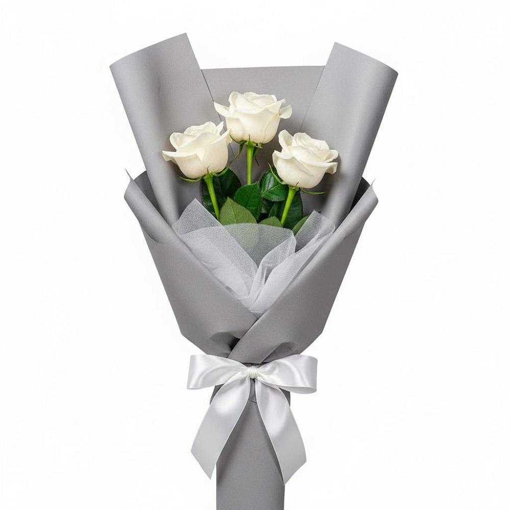 Букет 3 белые розы в Медвеженском