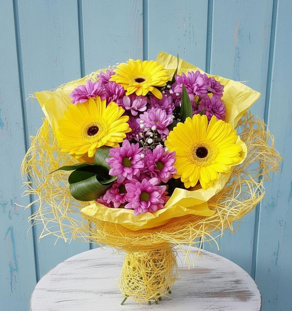 Букет цветов из: Хризантемы и Герберы в Медвеженском