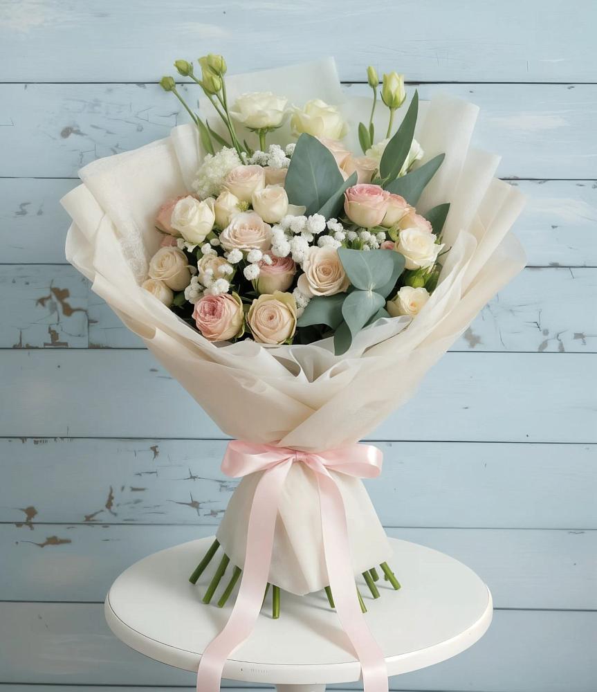 Букет цветов из: Розы и Лизиантусы в Медвеженском