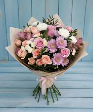 Букет цветов из:  Хризантемы, Розы и Альстромерии в Медвеженском
