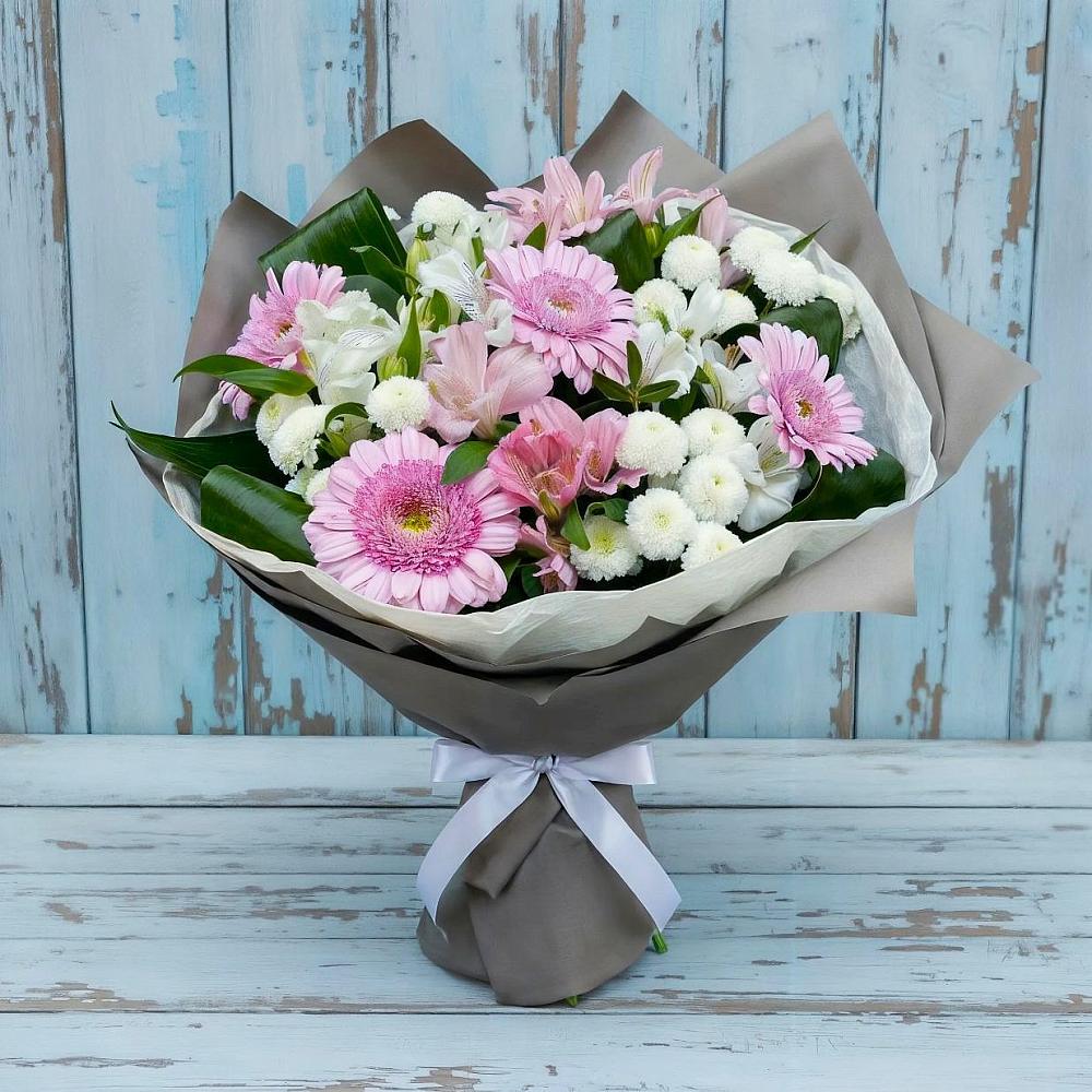 Букет цветов из: Герберы, Альстромерии и Хризантемы в Медвеженском