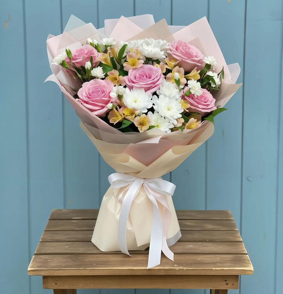 Букет цветов из: Гвоздики, Орхидеи и Розы в Медвеженском