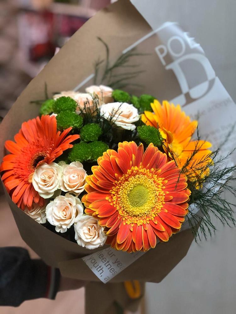 Букет цветов из: Герберы, Хризантемы и Розы в Медвеженском